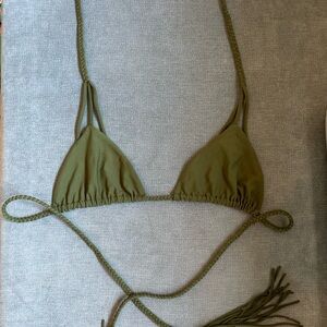 Acacia swimwear reversible top I'm army green snake size medium